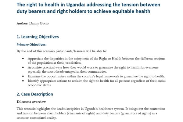 The right to health in Uganda – addressing the tension between duty bearers and rights holders to acheive equitable health